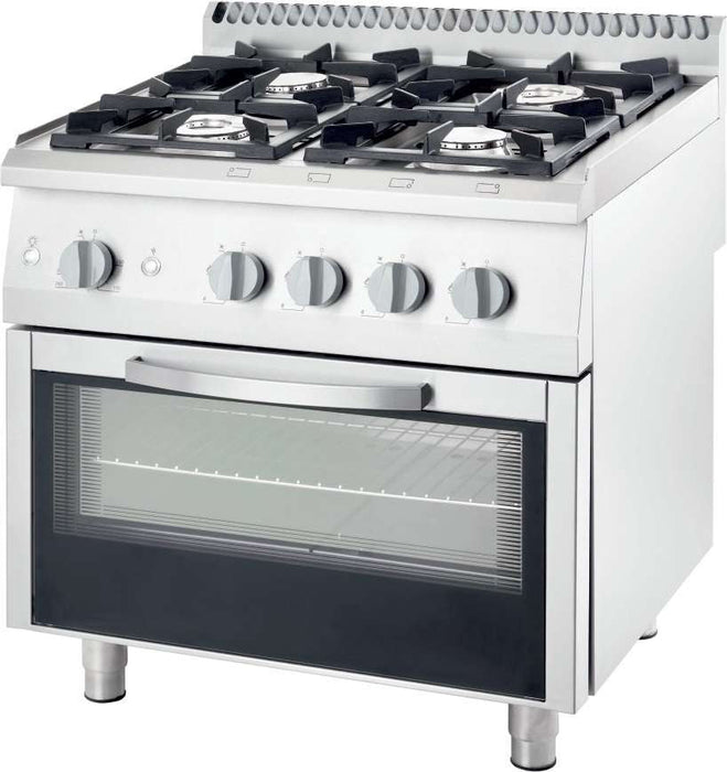 Cocina a gas 4 fuegos con horno eléctrico ancho 80 fondo 70 Varsovia 9716130 - FrigeriaHosteleria.com