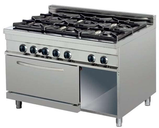 Cocina a gas 6 fuegos con horno ancho 120 fondo 70 GR732 - FrigeriaHosteleria.com