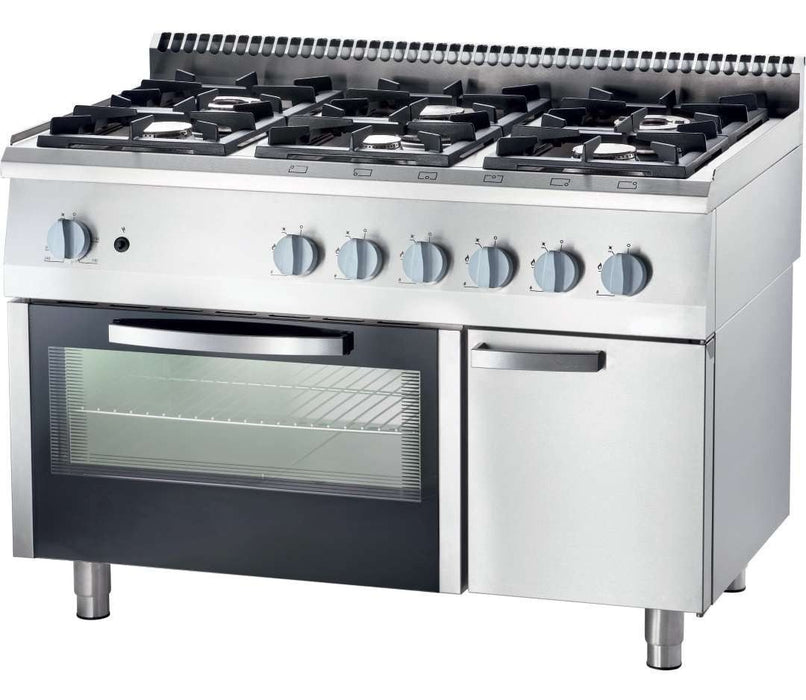 Cocina a gas 6 fuegos con horno eléctrico ancho 120 fondo 70 9718130 - FrigeriaHosteleria.com