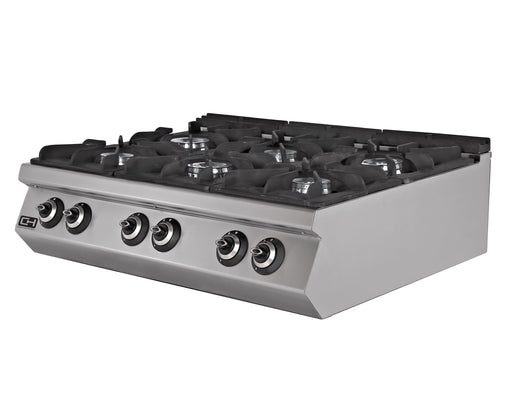 Cocina a Gas Sobremesa 6 fuegos 6 x 7,15 kW 1200x730x300h mm EMPPLS7KG030 Línea 700 Estambul - FrigeriaHosteleria.com