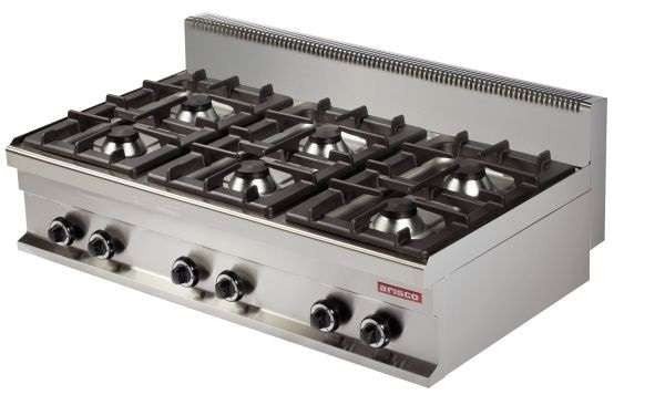 Cocina a gas sobremesa 6 fuegos ancho 120 fondo 70 GR731S - FrigeriaHosteleria.com