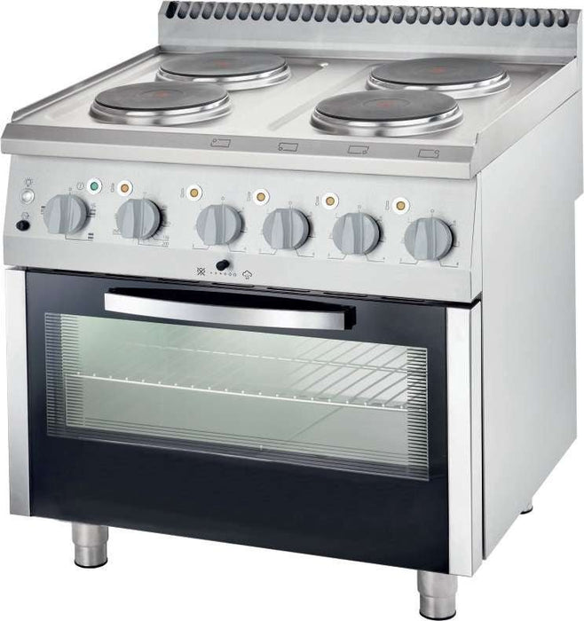 Cocina eléctrica con horno 4 fuegos ancho 80 fondo 70 9715000 - FrigeriaHosteleria.com