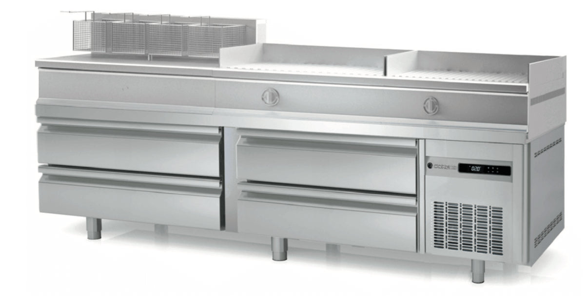 CORECO Mesa fría baja con cajones para cocina fondo 70 KBR - FrigeriaHosteleria.com