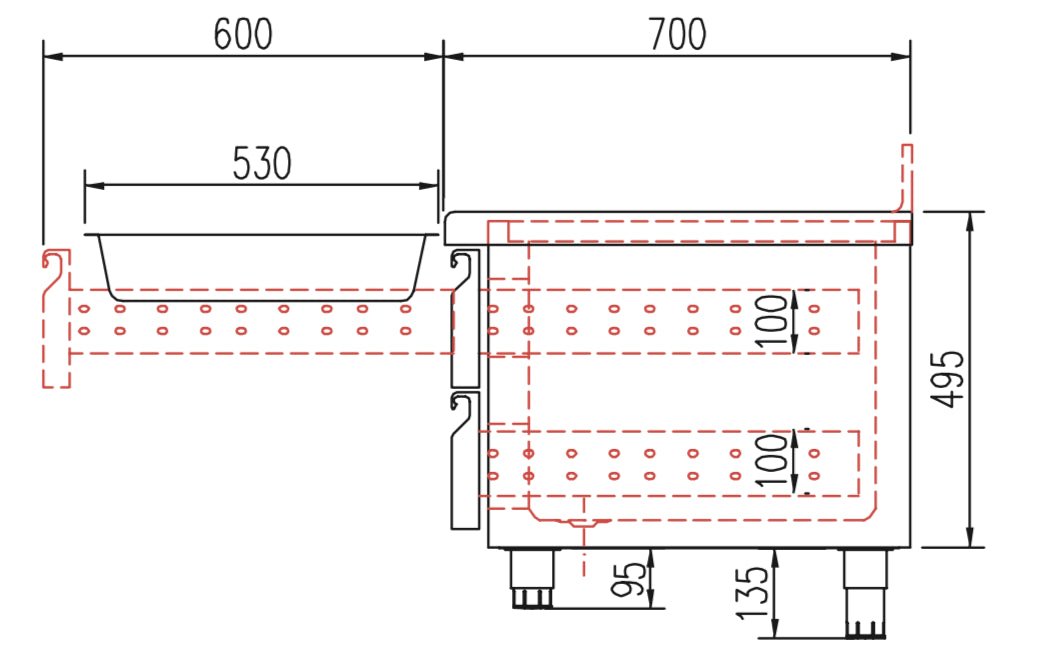 CORECO Mesa fría baja con cajones para cocina fondo 70 KBR - FrigeriaHosteleria.com