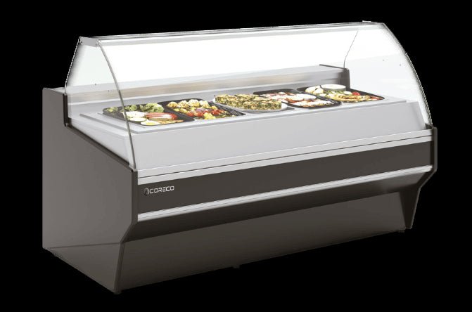 CORECO Vitrina expositora caliente cristal curvo fondo 108 CVE - 10 - C - HE - FrigeriaHosteleria.com