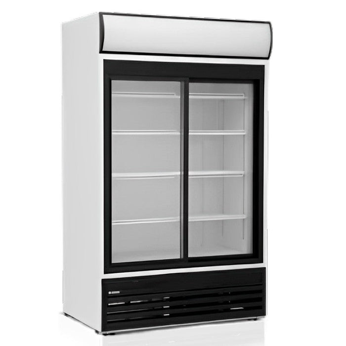 Expositor botellero refrigerado 2 puertas corredera 1000 litros ALMISON ALMAR12002PVC - FrigeriaHosteleria.com