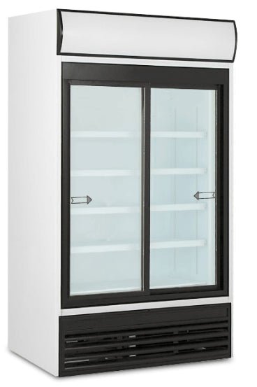 Expositor botellero refrigerado 2 puertas corredera 700 litros Masquefrío TG 1200 S - FrigeriaHosteleria.com