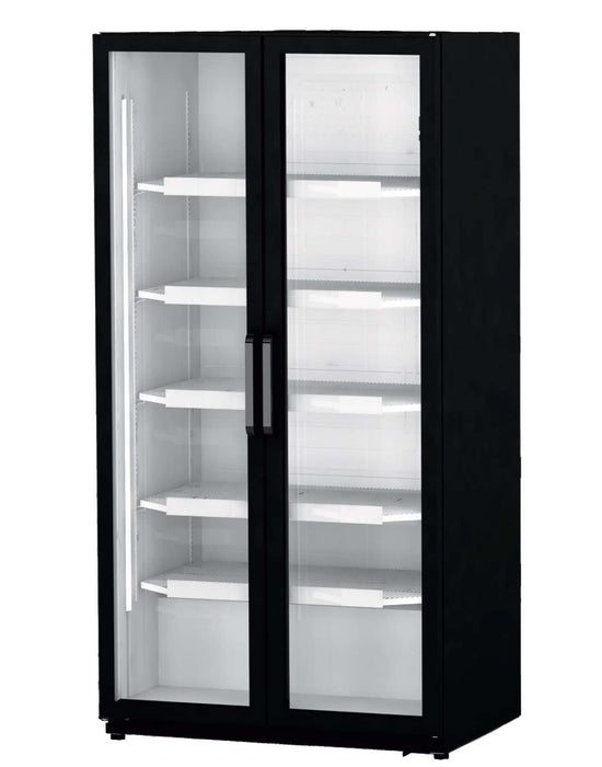 Expositor botellero refrigerado 800 litros 2 puertas abatibles color negro RV800 - FrigeriaHosteleria.com