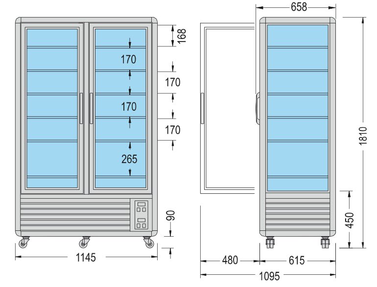 Expositor congelador 4 caras cristal 2 puertas Tecfrigo Snelle 750 GBT - FrigeriaHosteleria.com