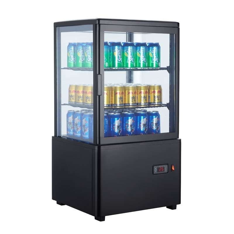 Expositor Refrigerado 4 Caras 58 litros Negro de 447x400x819h mm Línea Pekín XC58L - N - FrigeriaHosteleria.com