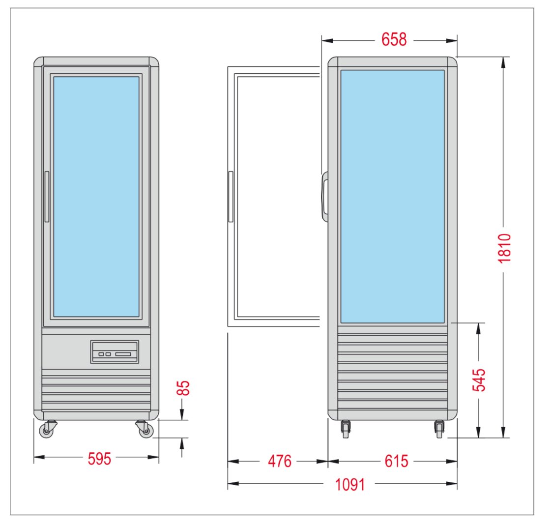 Expositor refrigerado 4 caras cristal 350 litros Tecfrigo Snelle 350 - FrigeriaHosteleria.com