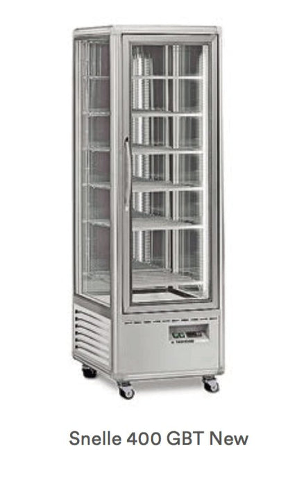 Expositor refrigerado 4 caras cristal ancho 70 cm 500 litros estante cristal Snelle 505 - FrigeriaHosteleria.com