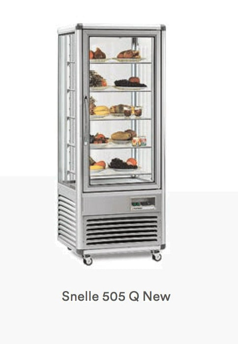 Expositor refrigerado 4 caras cristal ancho 70 cm 500 litros estante cristal Snelle 505 - FrigeriaHosteleria.com