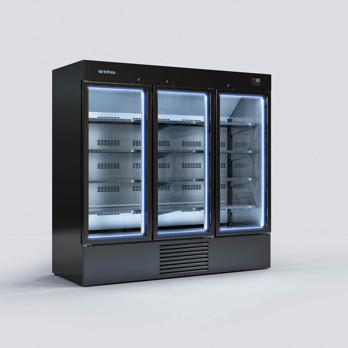 Expositor refrigerado negro 3 puertas 2000 litros INFRICO ERC200PH - FrigeriaHosteleria.com