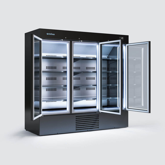 Expositor refrigerado negro 3 puertas 2000 litros INFRICO ERC200PH - FrigeriaHosteleria.com
