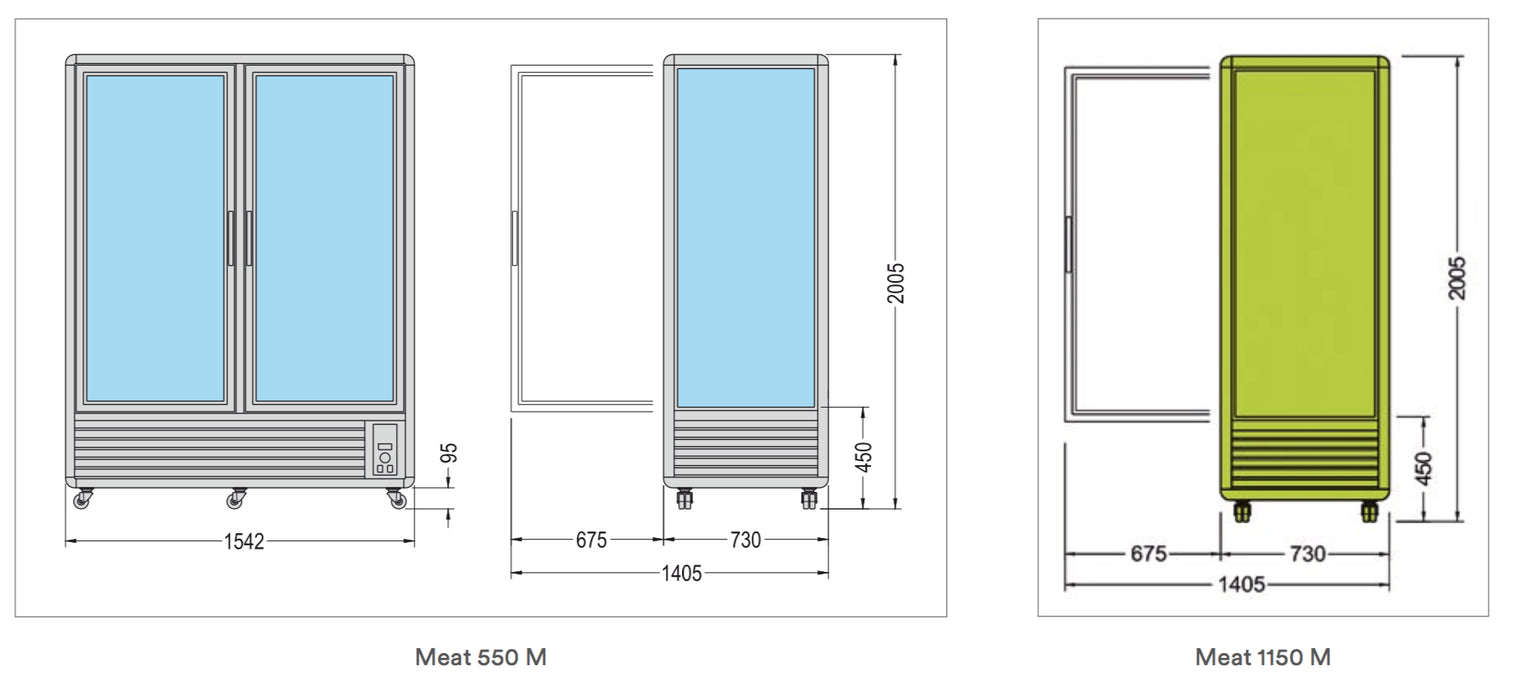 Expositor refrigerado para carne 2 puertas cristal 1150 litros Tecfrigo Meat 1152M