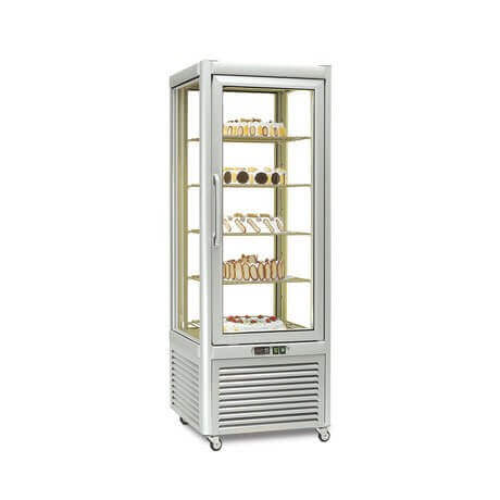 Expositor refrigerado pastelería 4 caras cristal 400 litros Tecfrigo Prisma 400 GTN - FrigeriaHosteleria.com