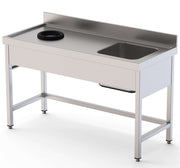 Fregadero Acero Inoxidable 1 Cuba Derecha Con Aro Desbarazado Fondo 600 Con Mueble 1800x600x850h mm IS1618LWHS0 - FrigeriaHosteleria.com
