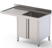 Fregadero Acero Inoxidable 1 Cuba Derecha Para Lavavajillas Fondo 700 Con Puertas 1200x700x850h mm IS1712R1DWD - FrigeriaHosteleria.com