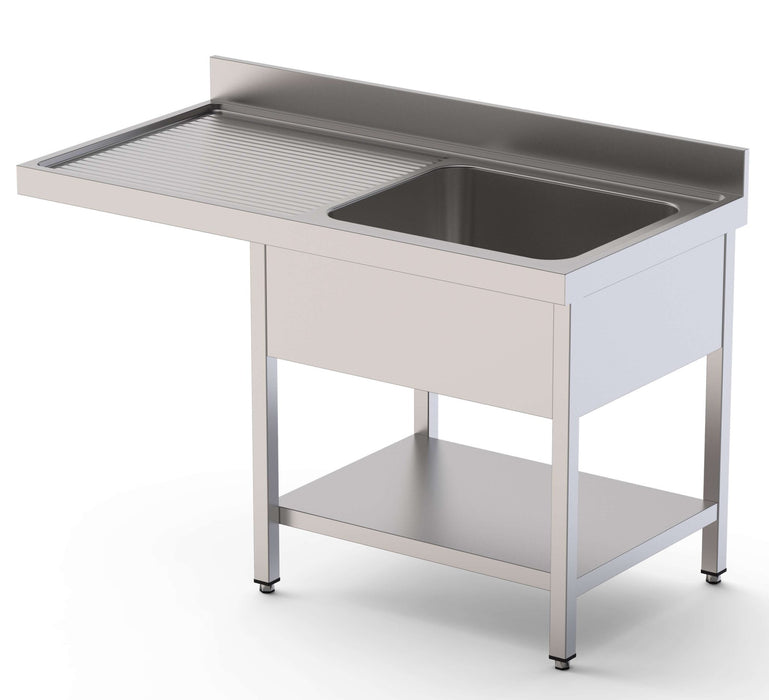 Fregadero Acero Inoxidable 1 Cuba Izquierda Para Lavavajillas Fondo 600 Con Estante 1200x600x850h mm IS1612L1DW1 - FrigeriaHosteleria.com