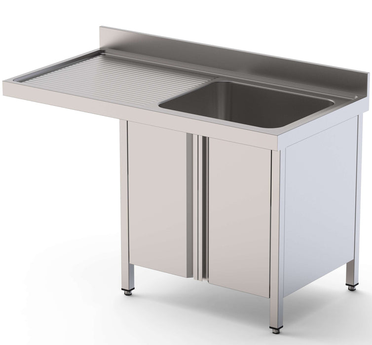 Fregadero Acero Inoxidable 1 Cuba Izquierda Para Lavavajillas Fondo 700 Con Puertas 1200x700x850h mm IS1712L1DWD - FrigeriaHosteleria.com