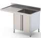 Fregadero Acero Inoxidable 1 Cuba Izquierda Para Lavavajillas Fondo 700 Con Puertas 1200x700x850h mm IS1712L1DWD - FrigeriaHosteleria.com