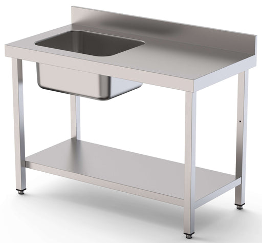 Fregadero Con Estante y Cuba a la izqda 1200x700x850h mm WTW17012LB1 - FrigeriaHosteleria.com