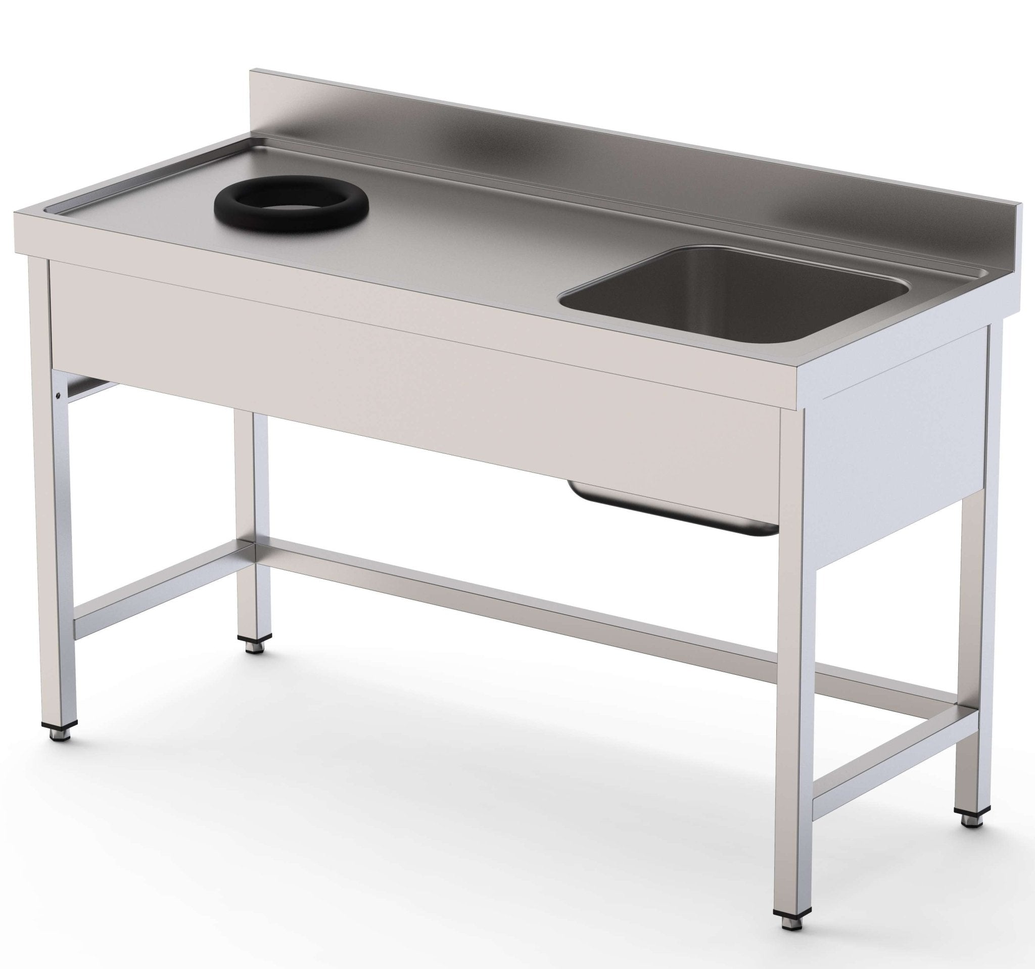 Fregadero cuba izqda con aro desbarazado con mueble ancho 140 IS1714RWHS0 - FrigeriaHosteleria.com
