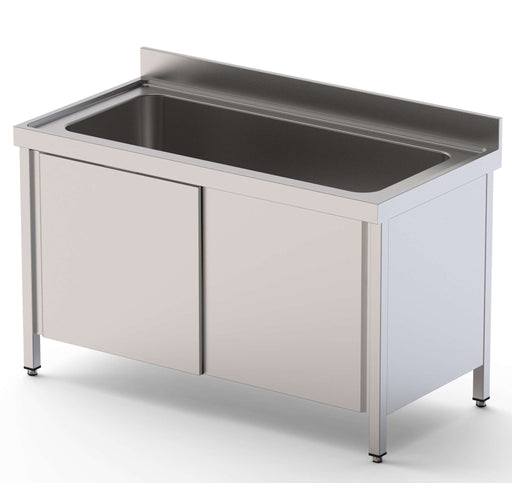 Fregadero Gran Capacidad Acero Inoxidable 2 Cubas Fondo 700 Con Mueble Con Puertas 1800x700x850h mm IS1718C2HCSD - FrigeriaHosteleria.com