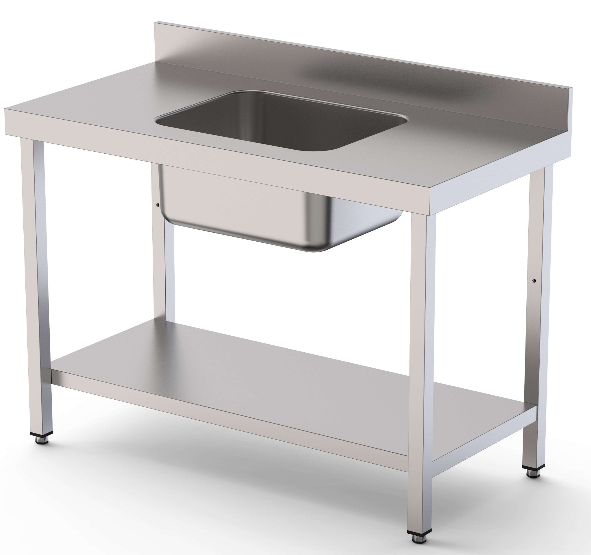 Fregadero Inoxidable Con Estante y Con Cubeta Central 1800x700x850h mm WTW17018CB1 - FrigeriaHosteleria.com