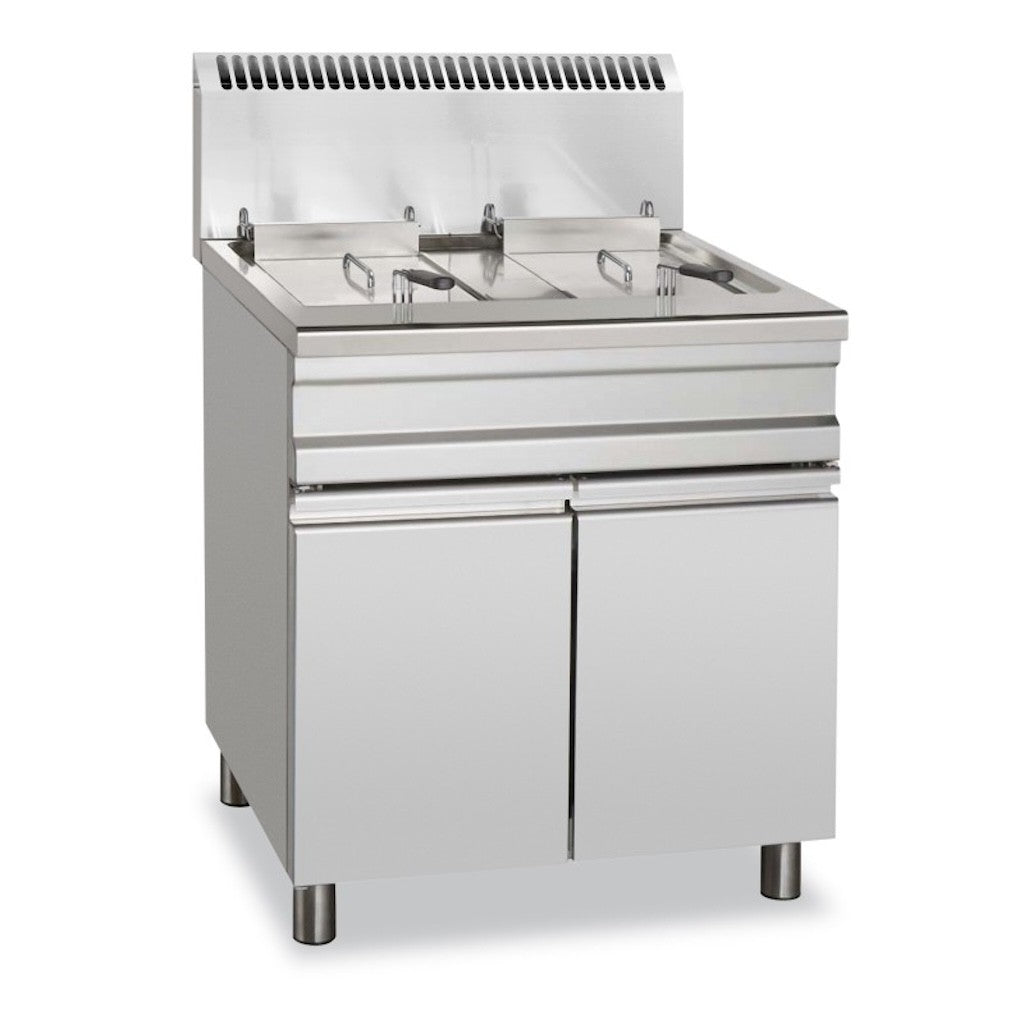 Freidora a gas 2 cubas 14+14 litros con mueble GF15+15S STAND ALONE - FrigeriaHosteleria.com
