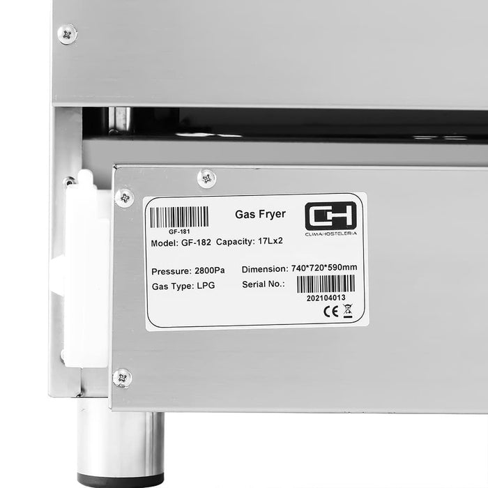 Freidora a gas 2 senos 18+18 litros GF - 182 - FrigeriaHosteleria.com