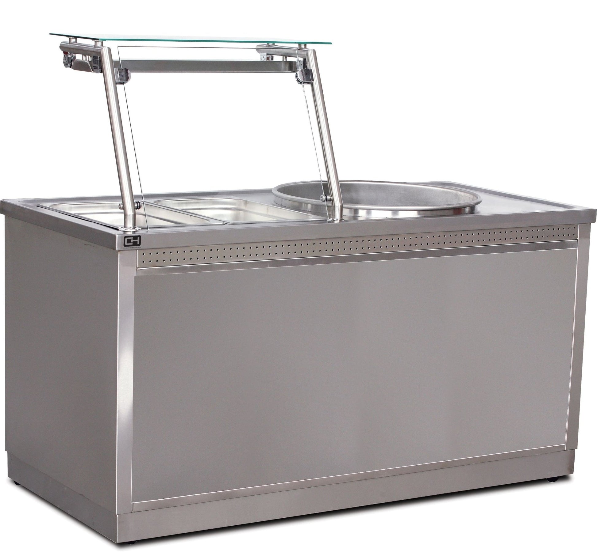 Freidora a Gas para churros 1400X700X850/1320h mm con 1 caldero de 500mm y 2 bandejas GN1/1 Línea Estambul EMPLK002 - FrigeriaHosteleria.com