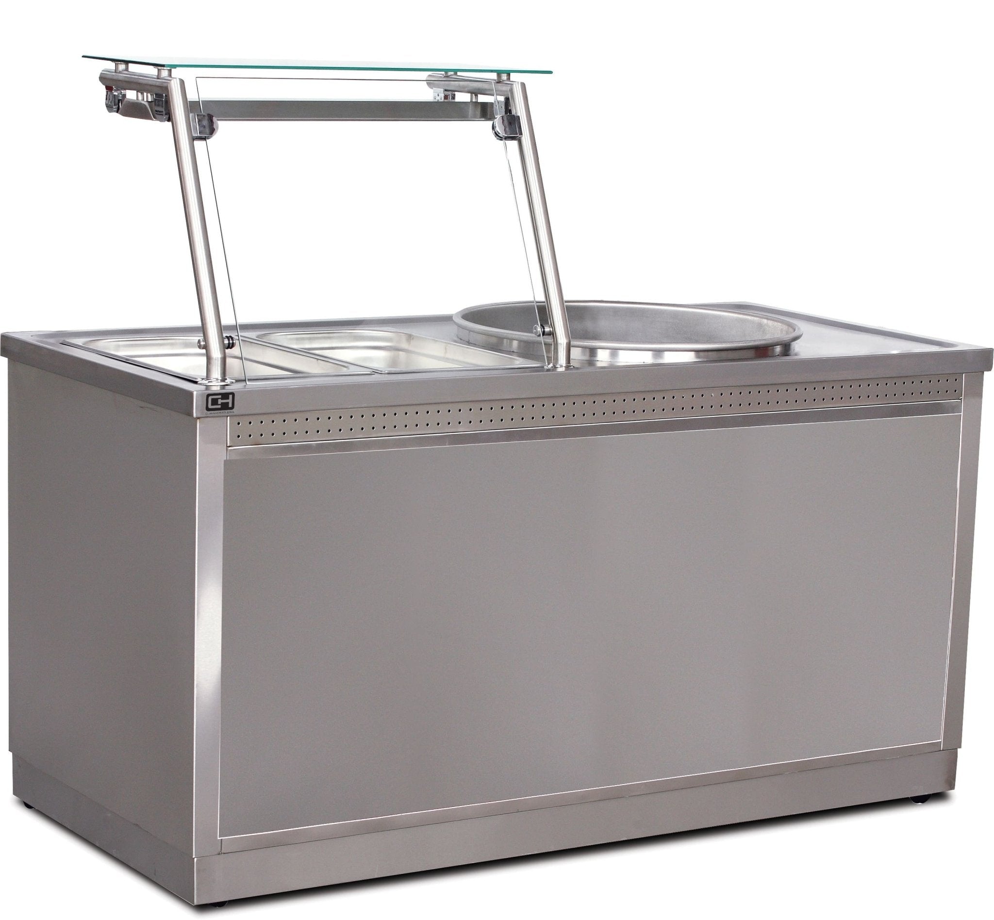 Freidora a Gas para churros 1400X700X850/1320h mm con 1 caldero de 500mm y 2 bandejas GN1/1 Línea Estambul EMPLK002 - FrigeriaHosteleria.com