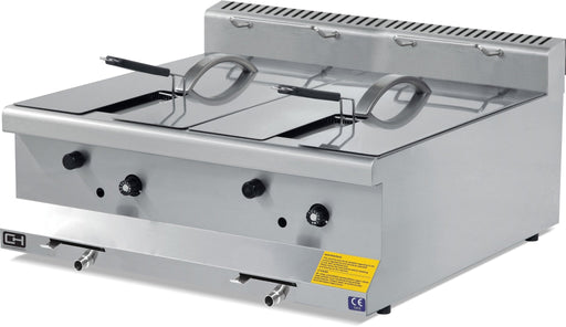 Freidora a gas sobremesa 2 cubas 10 + 10 litros 60x60 EMP6FE020 - FrigeriaHosteleria.com