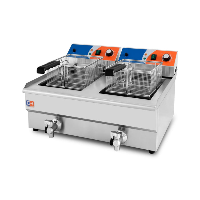 Freidora eléctrica 2 cubas 12+12 litros con grifo EF - 162V - FrigeriaHosteleria.com