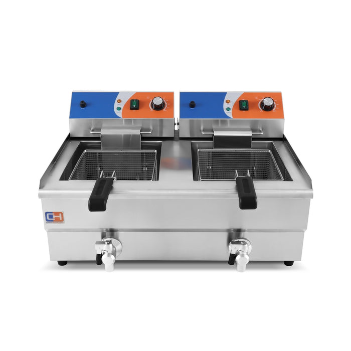 Freidora eléctrica 2 cubas 12+12 litros con grifo EF - 162V - FrigeriaHosteleria.com