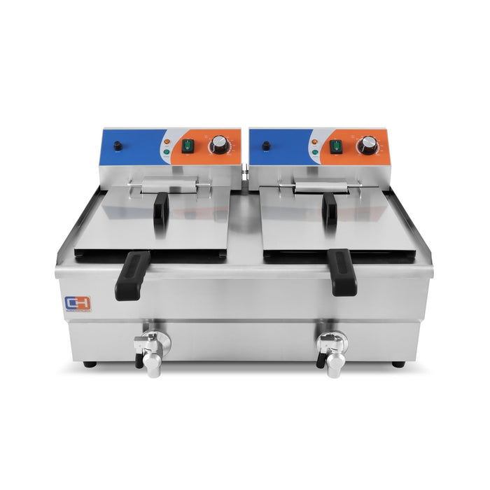 Freidora eléctrica 2 cubas 12+12 litros con grifo EF - 162V - FrigeriaHosteleria.com