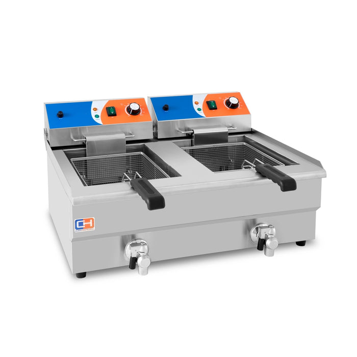 Freidora eléctrica 2 cubas 12+12 litros con grifo EF - 162V - FrigeriaHosteleria.com