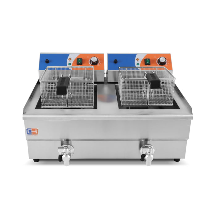 Freidora eléctrica 2 cubas 12+12 litros con grifo EF - 162V - FrigeriaHosteleria.com