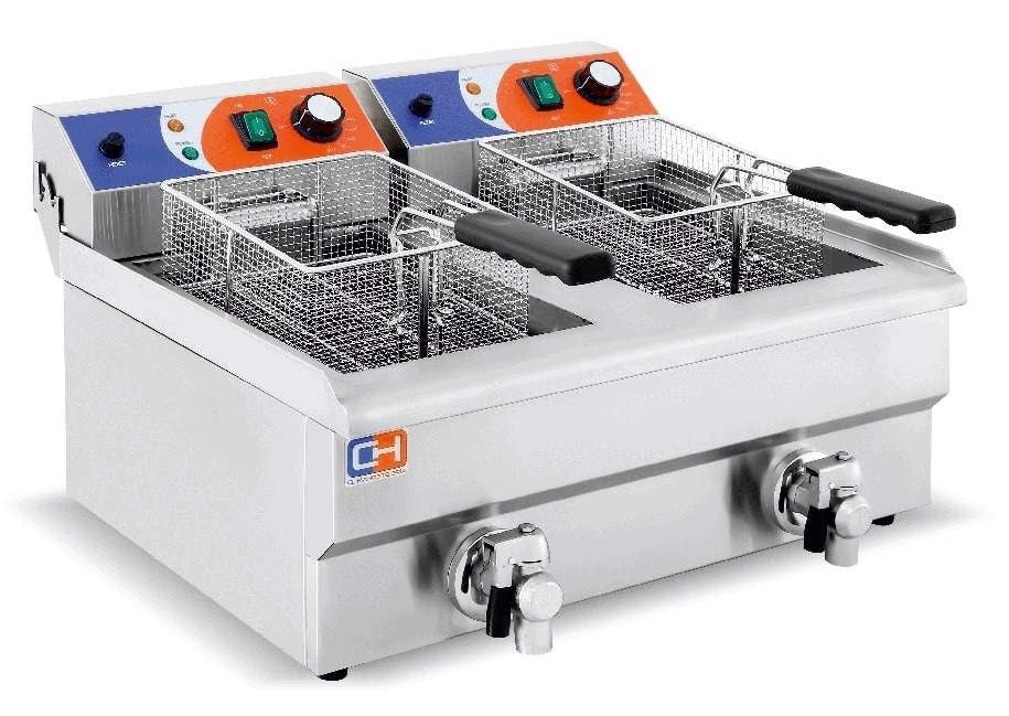 Freidora eléctrica 2 cubas 12+12 litros con grifo EF-162V
