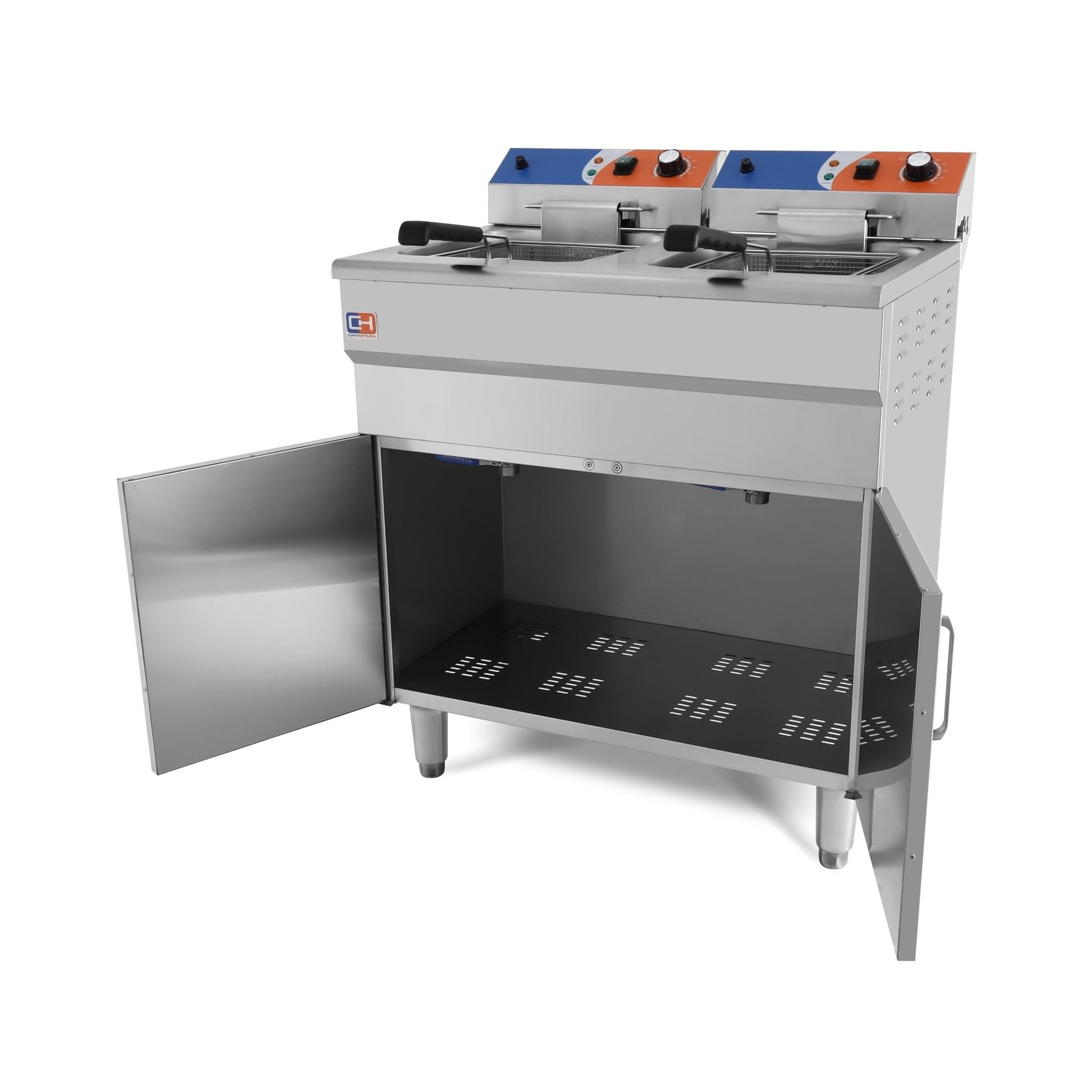 Freidora eléctrica 2 cubas 14+14 litros con mueble EF - 162VC - FrigeriaHosteleria.com