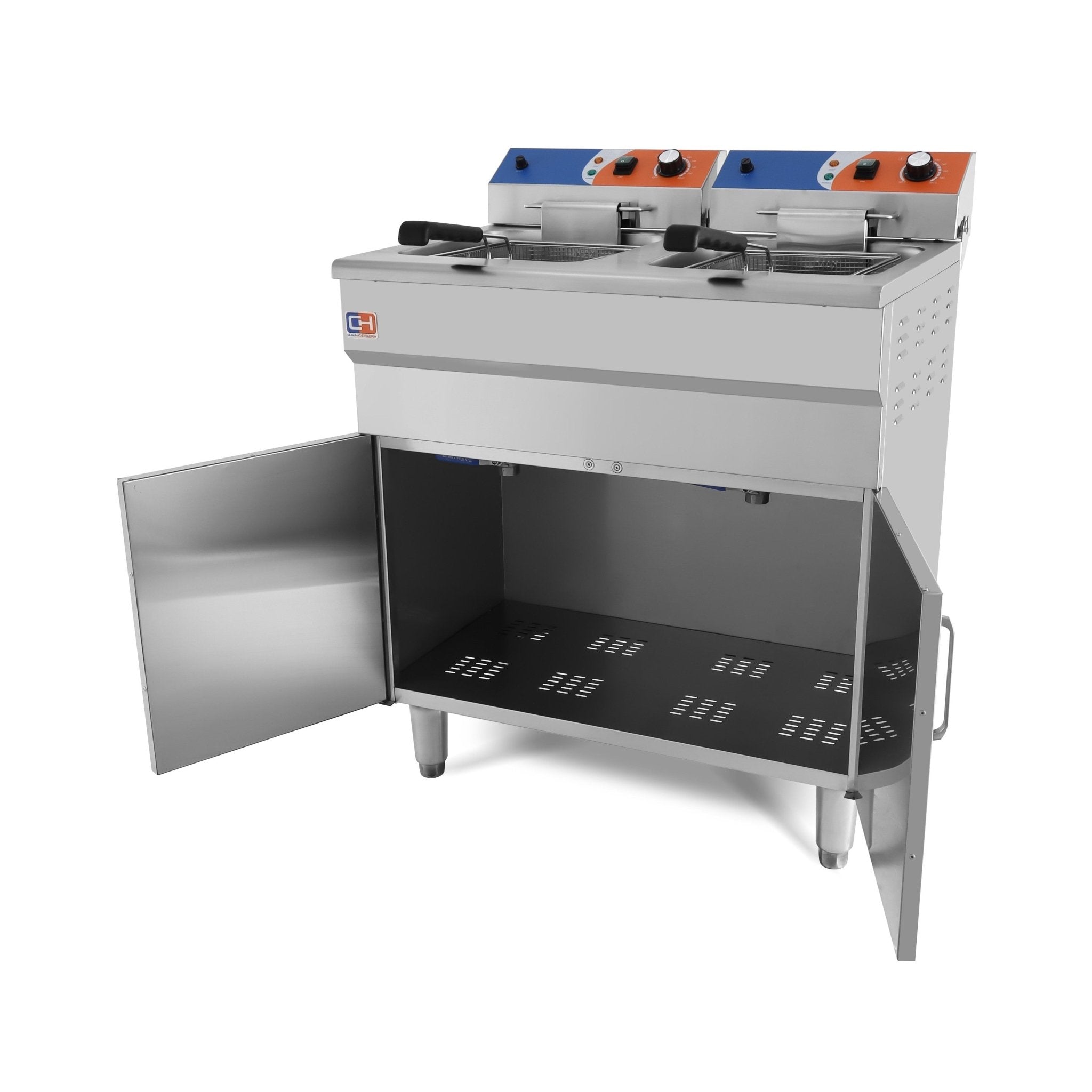 Freidora eléctrica 2 cubas 14+14 litros con mueble EF - 162VC - FrigeriaHosteleria.com