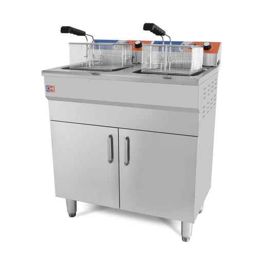 Freidora eléctrica 2 cubas 14+14 litros con mueble EF - 162VC - FrigeriaHosteleria.com