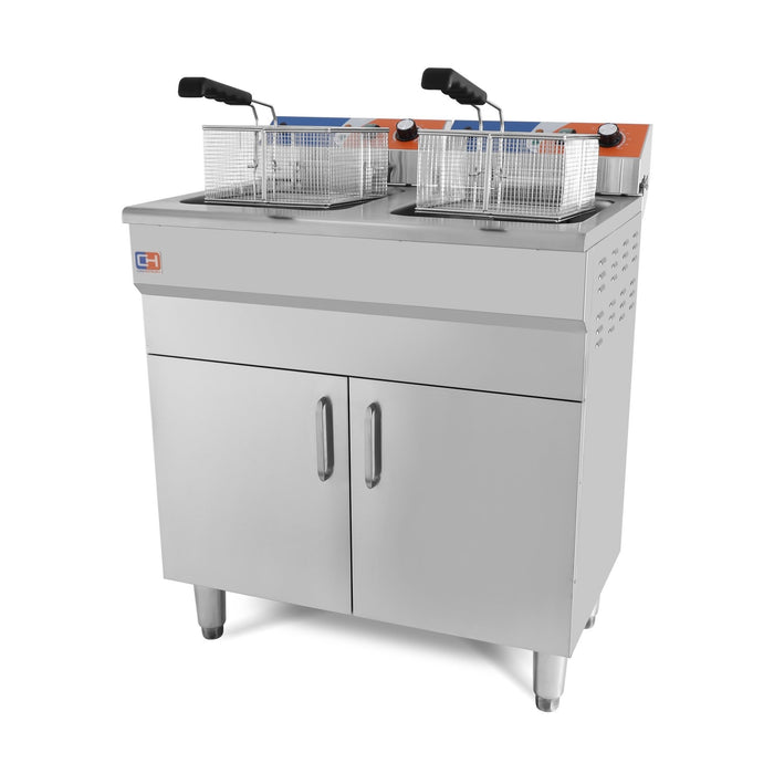 Freidora eléctrica 2 cubas 14+14 litros con mueble EF - 162VC - FrigeriaHosteleria.com