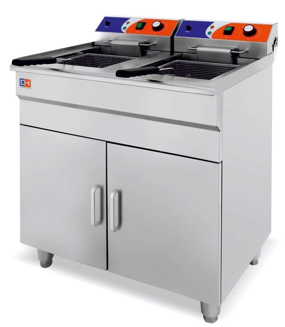Freidora eléctrica 2 cubas 14+14 litros con mueble EF - 162VC - FrigeriaHosteleria.com