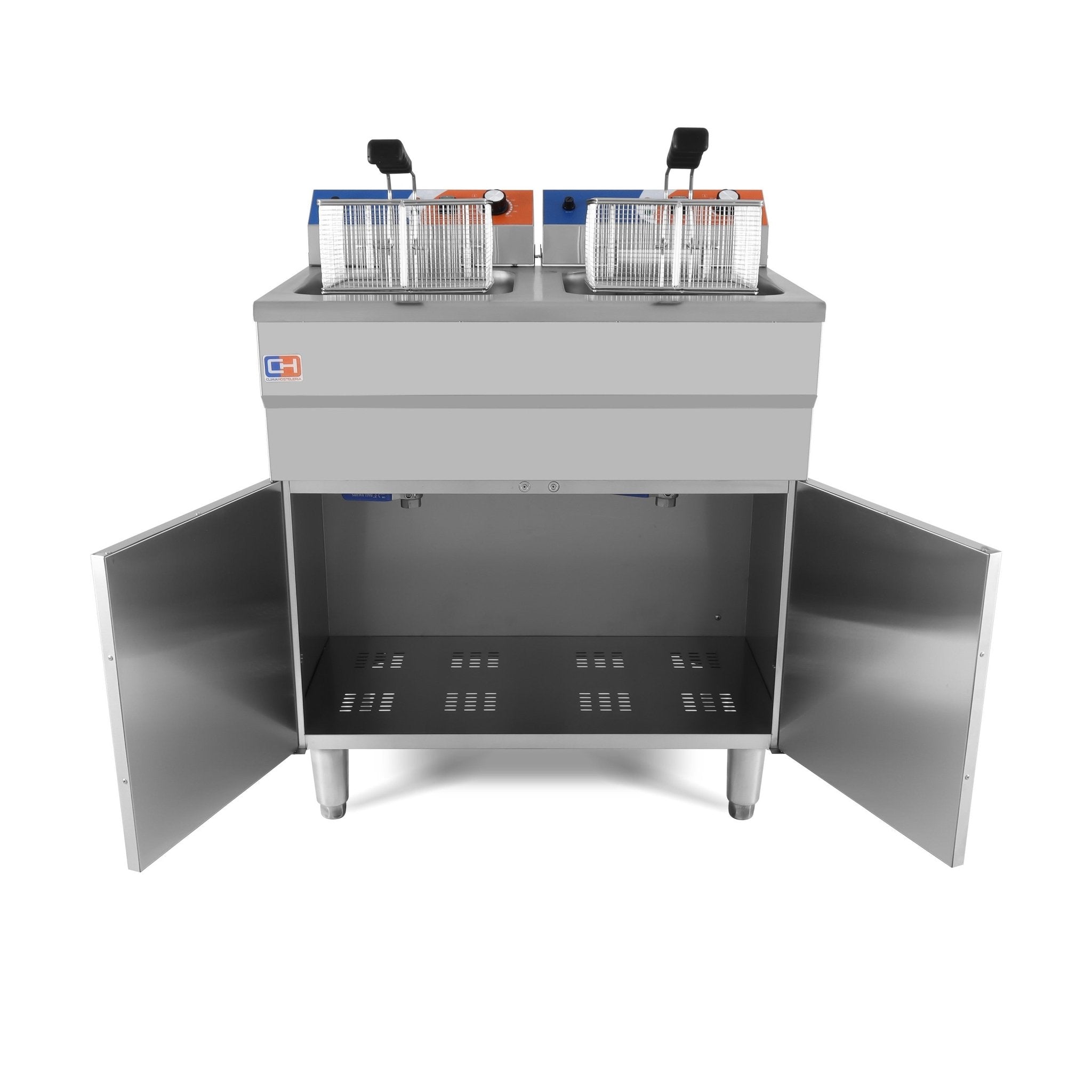 Freidora eléctrica 2 cubas 14+14 litros con mueble EF - 162VC - FrigeriaHosteleria.com
