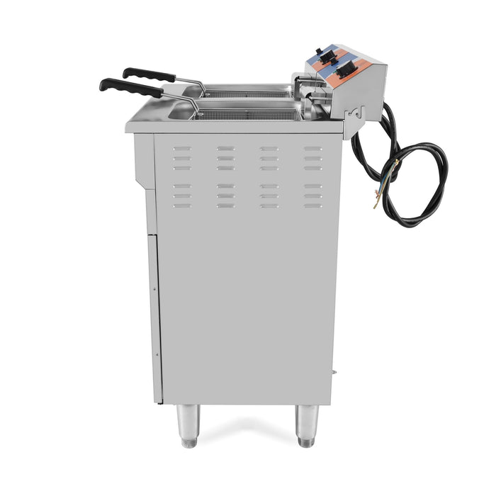 Freidora eléctrica 2 cubas 14+14 litros con mueble EF - 162VC - FrigeriaHosteleria.com