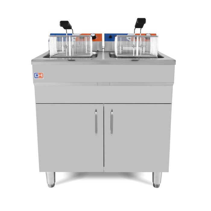 Freidora eléctrica 2 cubas 14+14 litros con mueble EF-162VC