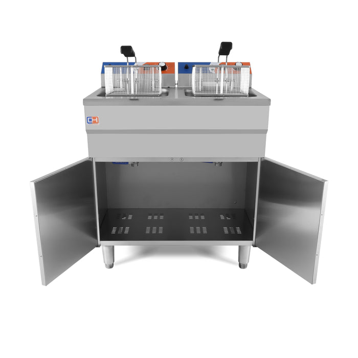 Freidora eléctrica 2 cubas 14+14 litros con mueble EF-162VC